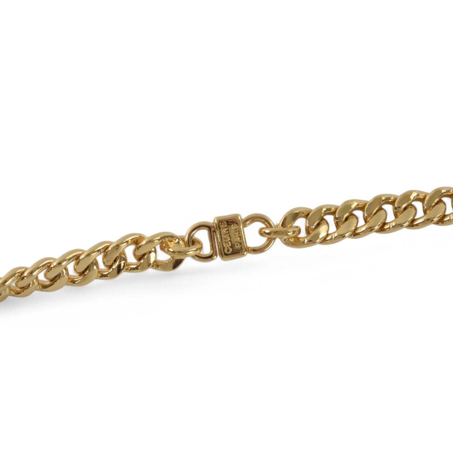 Celine Vintage Triomphe Logo Gold Plated Chain Link Belt Necklace