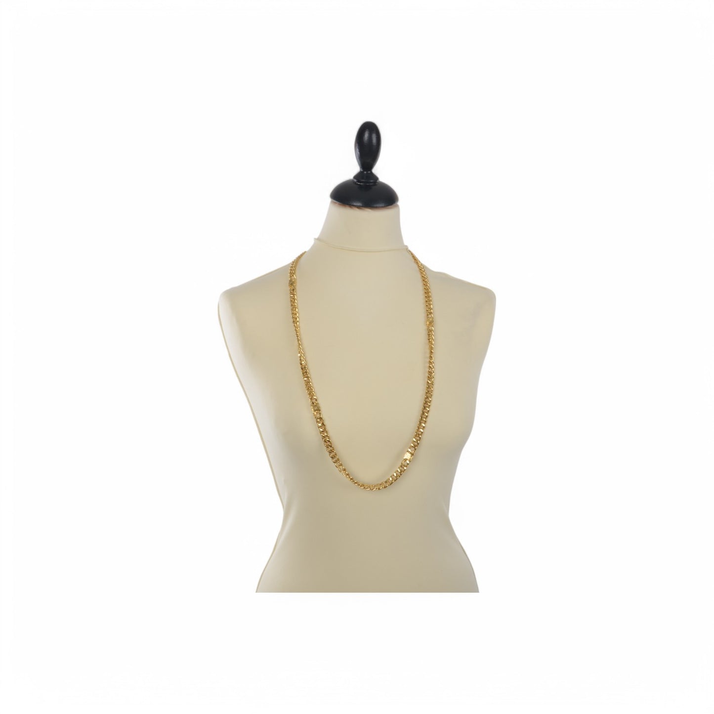 Celine Vintage Triomphe Logo Gold Plated Chain Link Belt Necklace