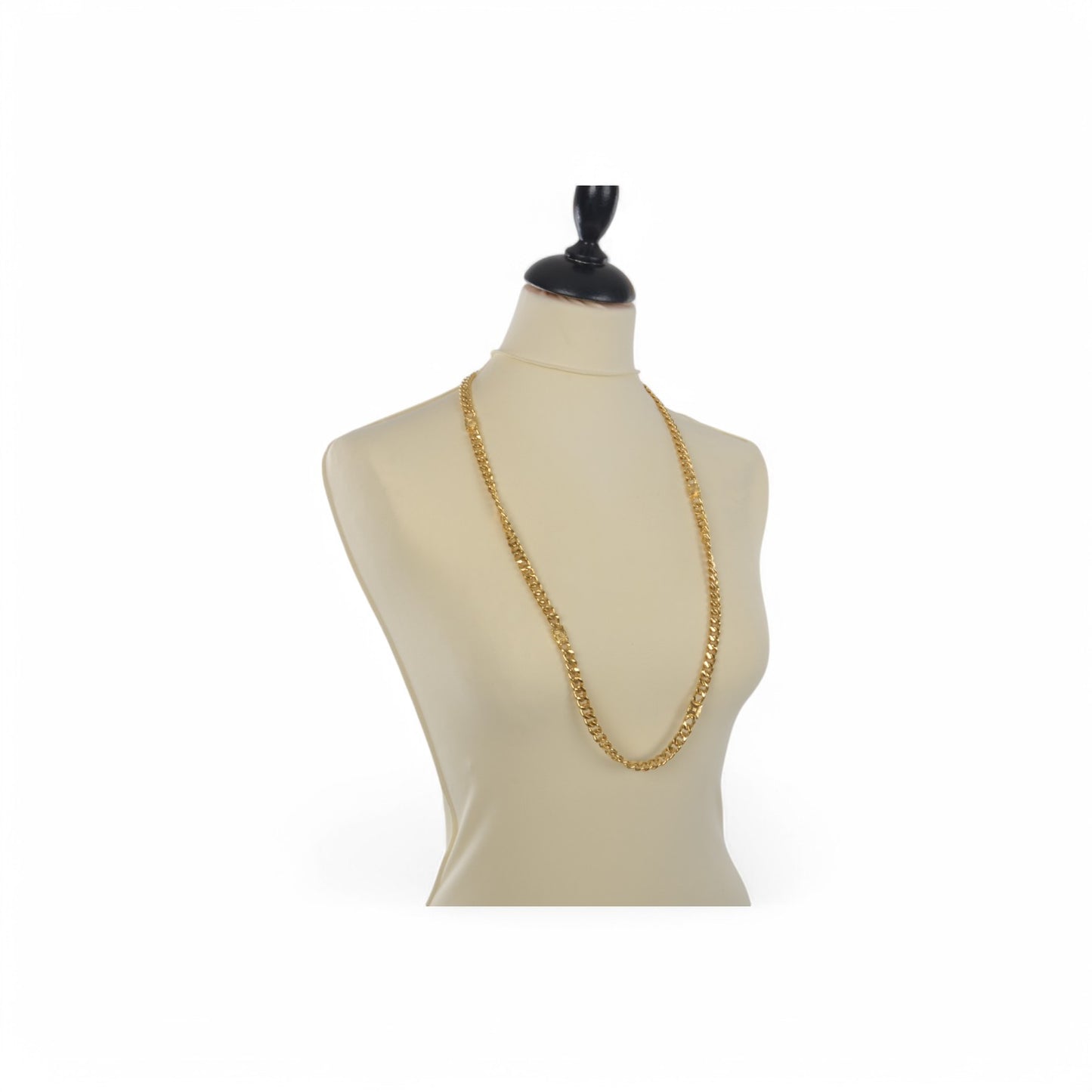 Celine Vintage Triomphe Logo Gold Plated Chain Link Belt Necklace
