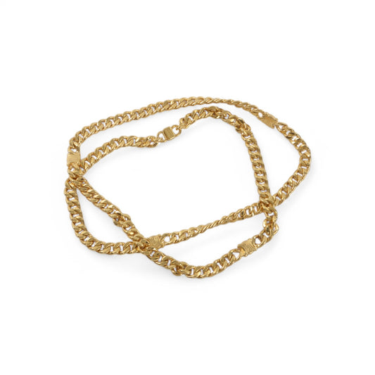 Celine Vintage Triomphe Logo Gold Plated Chain Link Belt Necklace