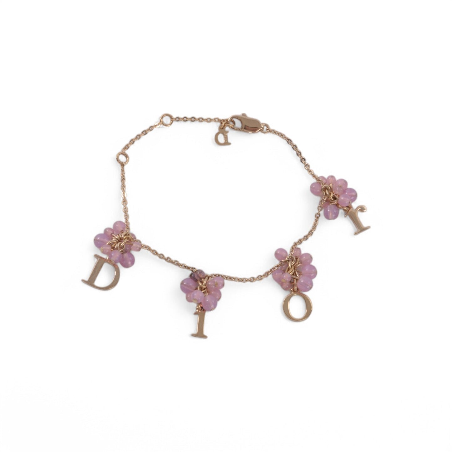 Dior Bracelet Flower Pearls Vintage Gold Color Metal