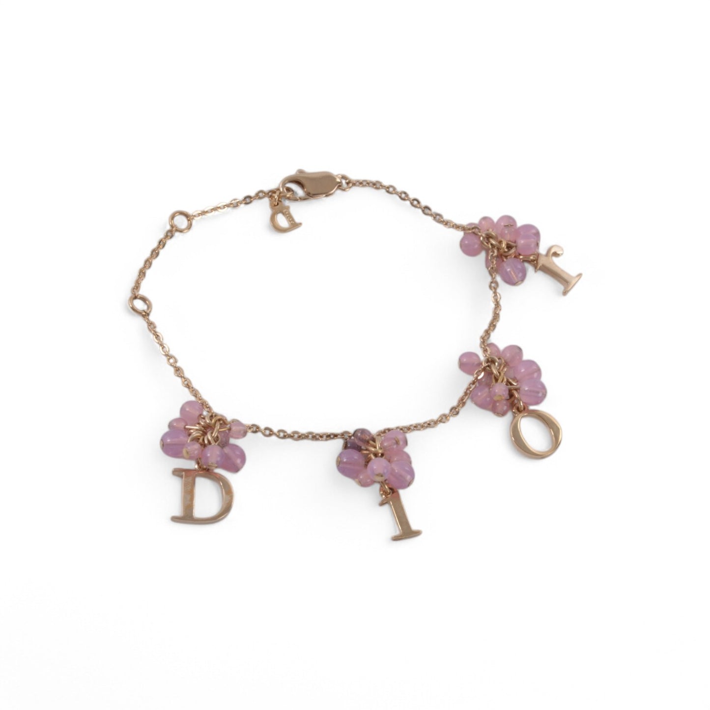 Dior Bracelet Flower Pearls Vintage Gold Color Metal