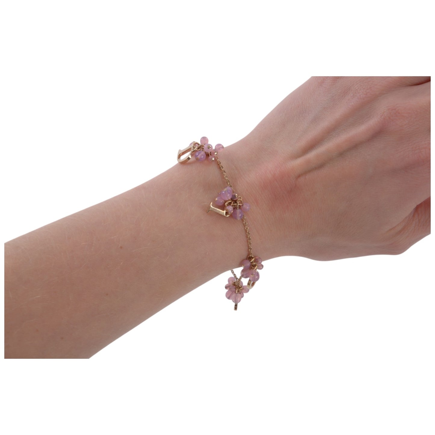 Dior Bracelet Flower Pearls Vintage Gold Color Metal