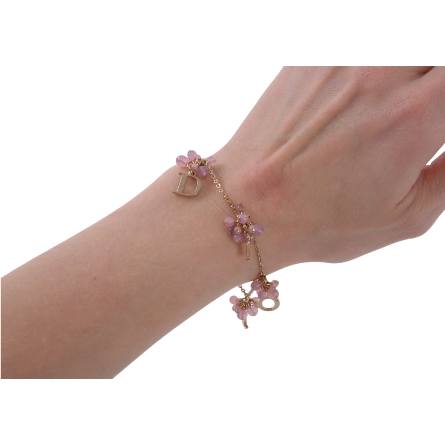 Dior Bracelet Flower Pearls Vintage Gold Color Metal
