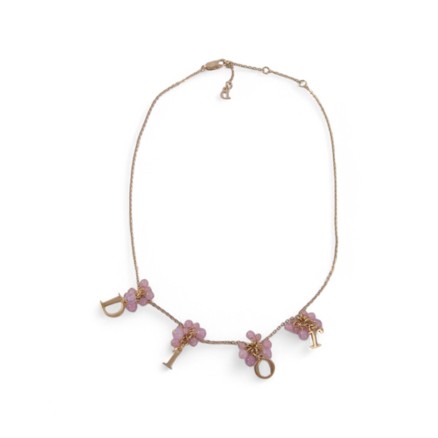 Dior Necklace Flower Pearls Vintage Gold Color Metal