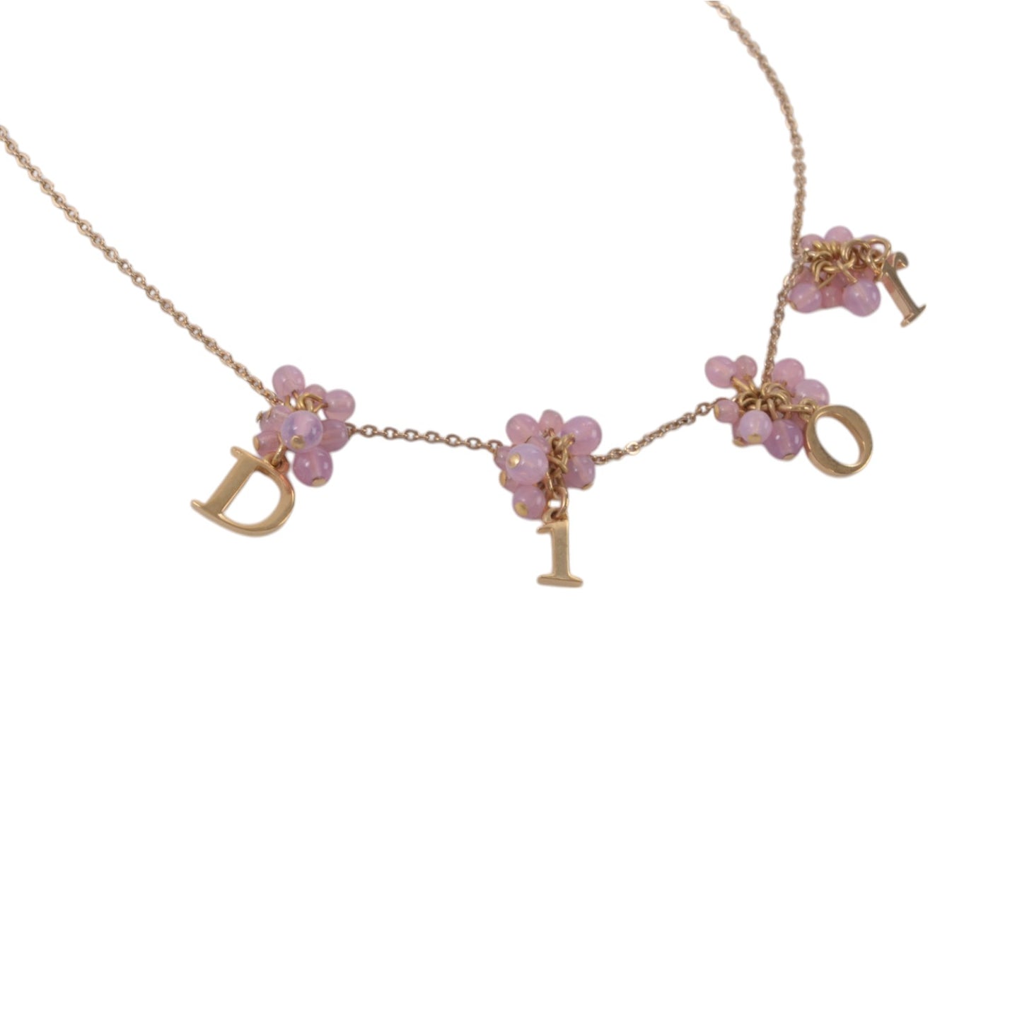 Dior Necklace Flower Pearls Vintage Gold Color Metal