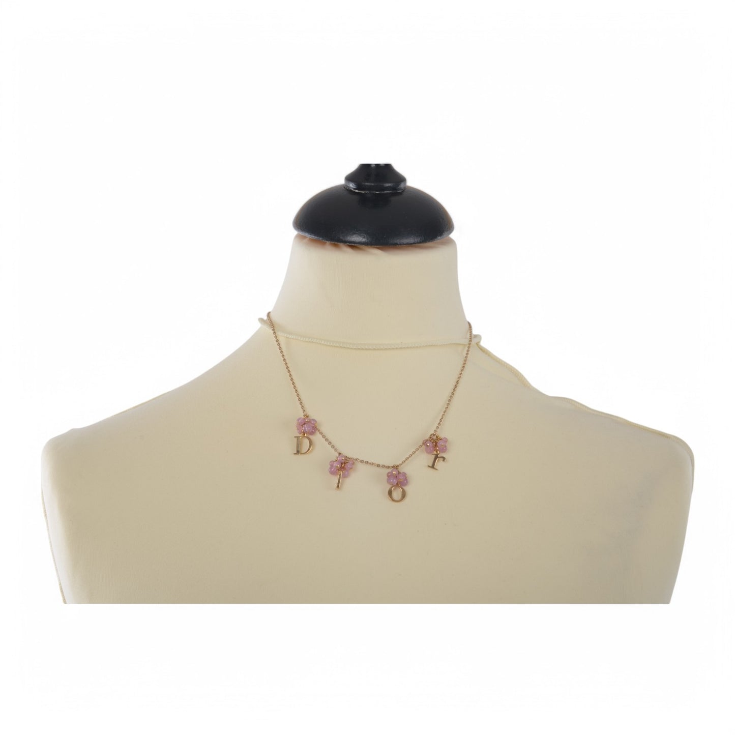 Dior Necklace Flower Pearls Vintage Gold Color Metal