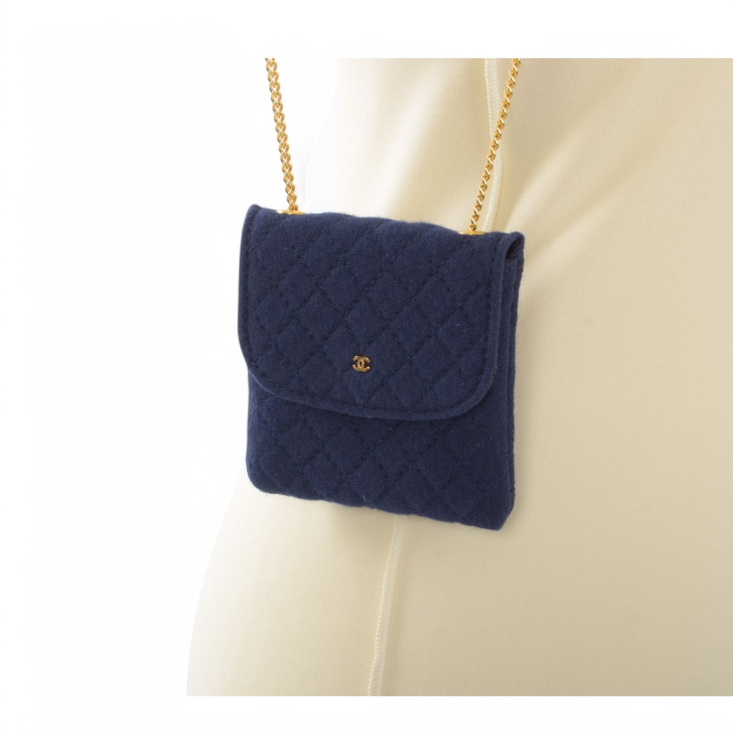 Chanel Micro Mini Matelasse Bag Chain Bag Coco Mark Shoulder Pouch Navy Vintage