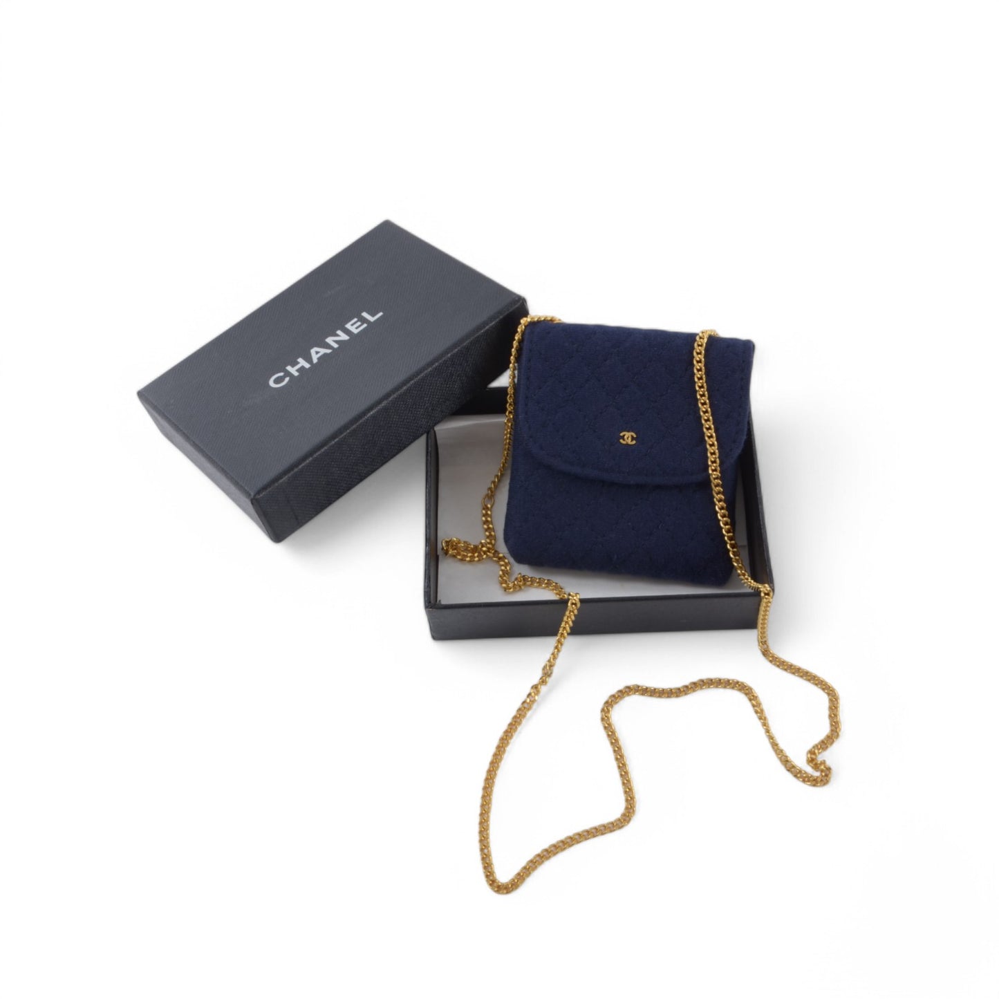 Chanel Micro Mini Matelasse Bag Chain Bag Coco Mark Shoulder Pouch Navy Vintage