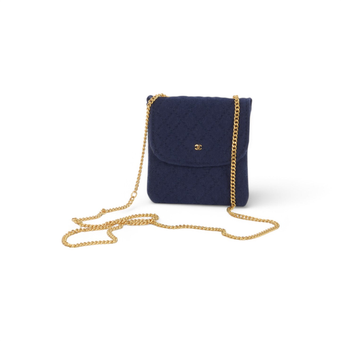 Chanel Micro Mini Matelasse Bag Chain Bag Coco Mark Shoulder Pouch Navy Vintage
