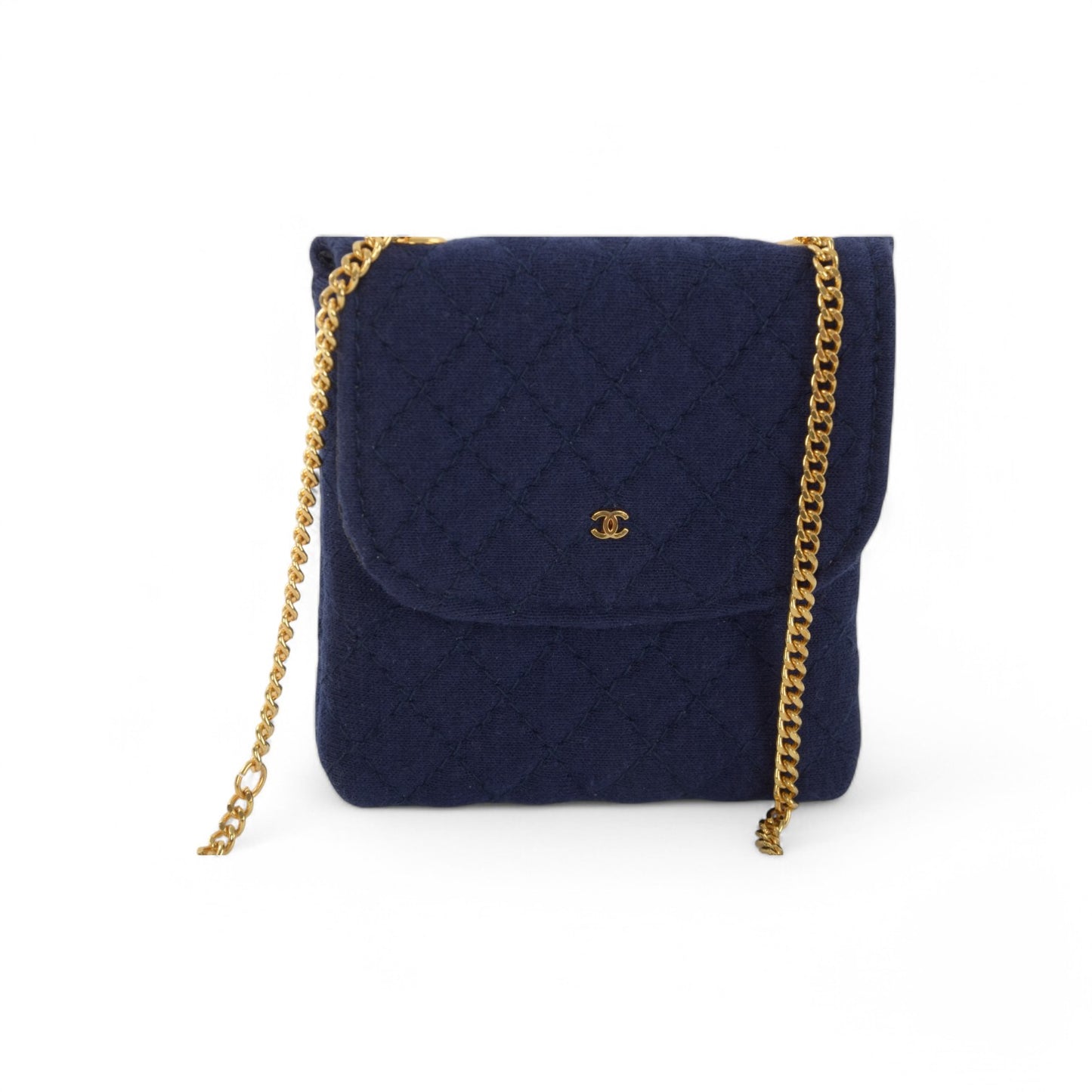 Chanel Micro Mini Matelasse Bag Chain Bag Coco Mark Shoulder Pouch Navy Vintage