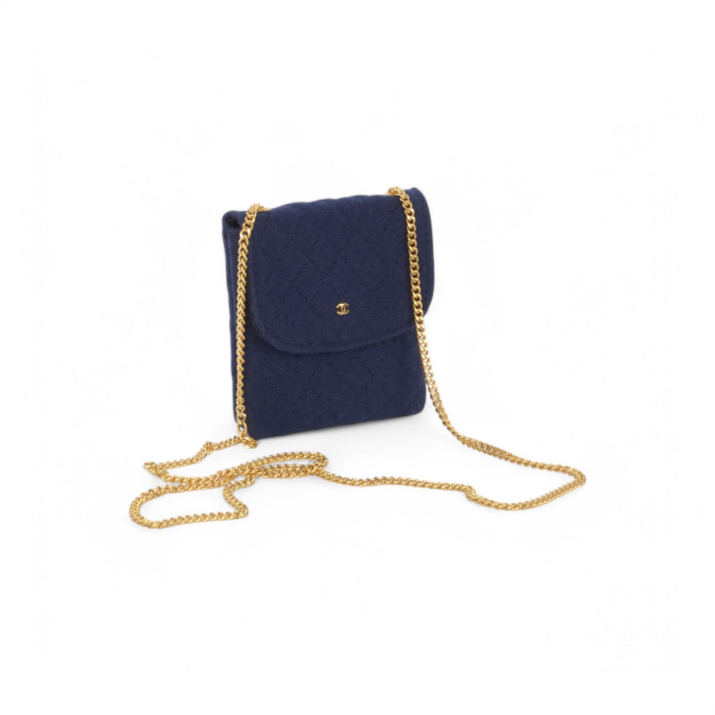 Chanel Micro Mini Matelasse Bag Chain Bag Coco Mark Shoulder Pouch Navy Vintage