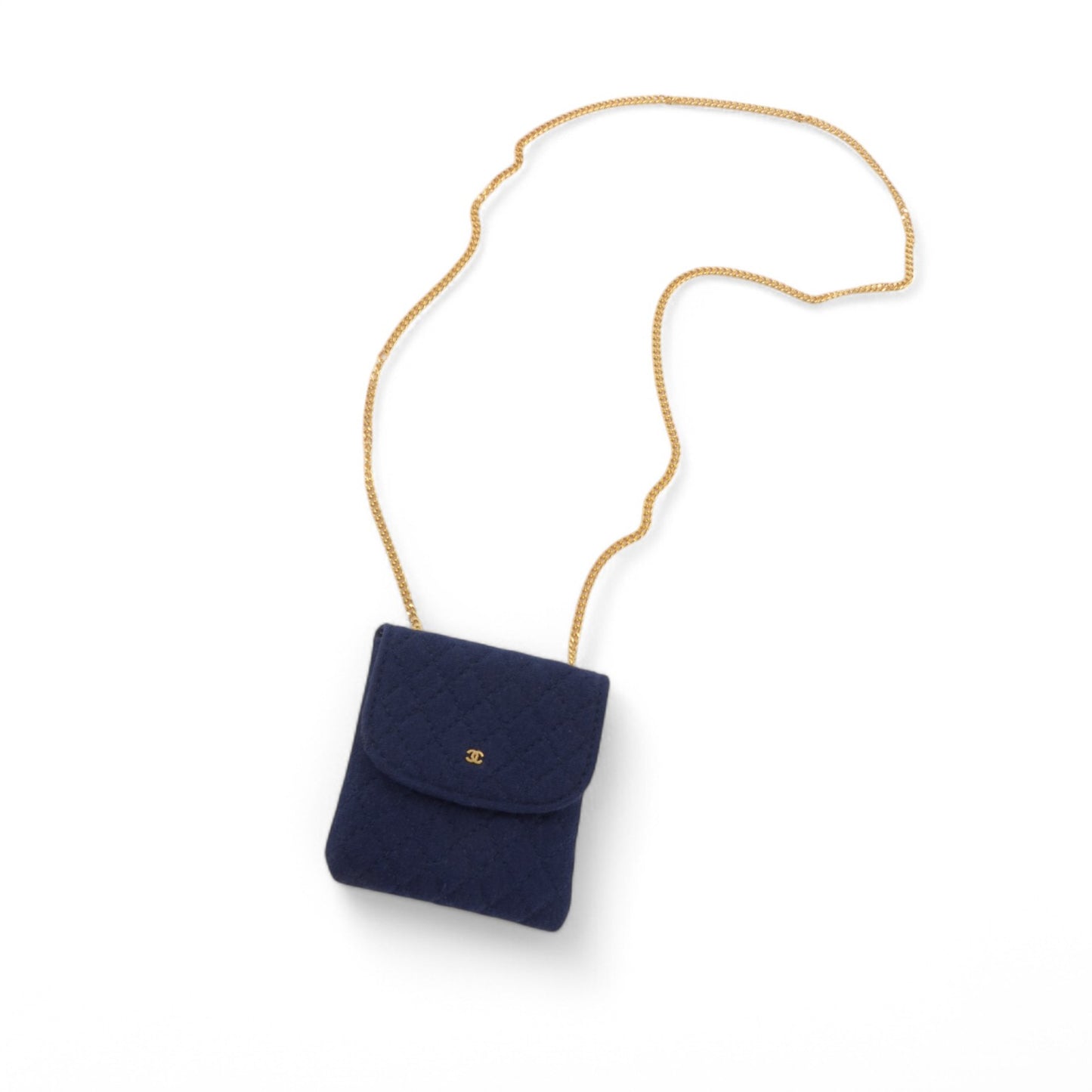 Chanel Micro Mini Matelasse Bag Chain Bag Coco Mark Shoulder Pouch Navy Vintage