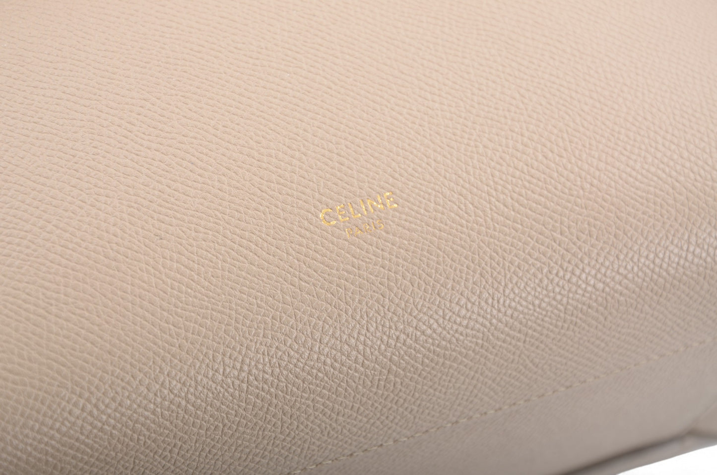 Celine Micro Belt Bag 2-Way Shoulder Bag Handbag Beige Grained Calfskin Crossbody Designer