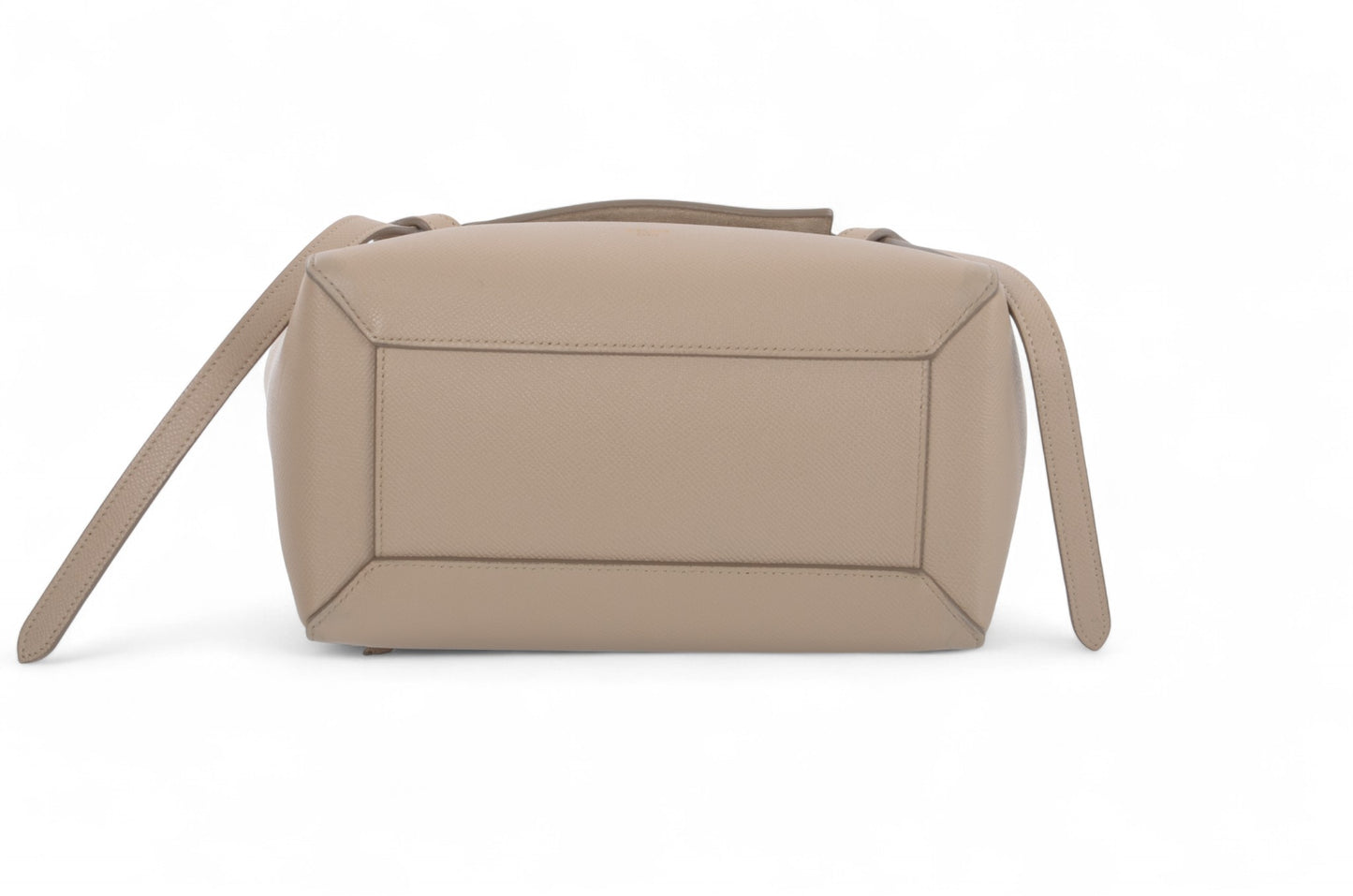Celine Micro Belt Bag 2-Way Shoulder Bag Handbag Beige Grained Calfskin Crossbody Designer