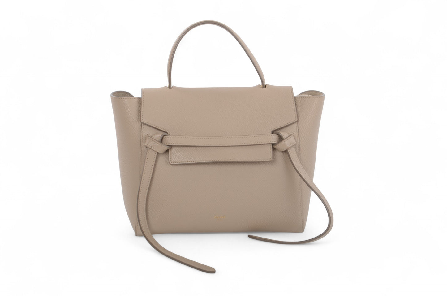 Celine Micro Belt Bag 2-Way Shoulder Bag Handbag Beige Grained Calfskin Crossbody Designer