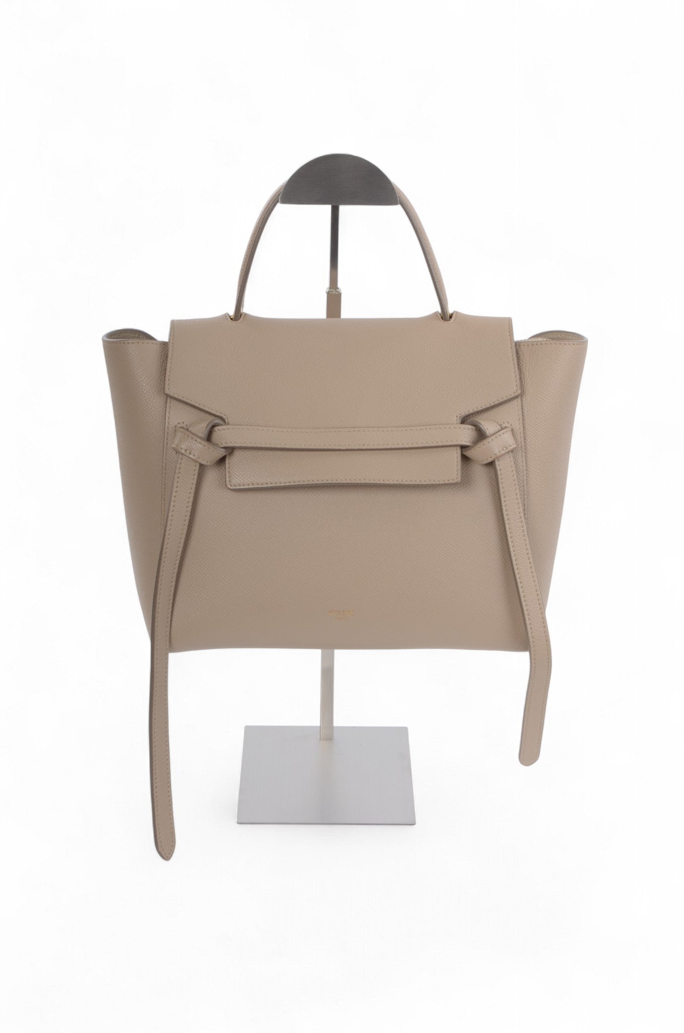 Celine Micro Belt Bag 2-Way Shoulder Bag Handbag Beige Grained Calfskin Crossbody Designer