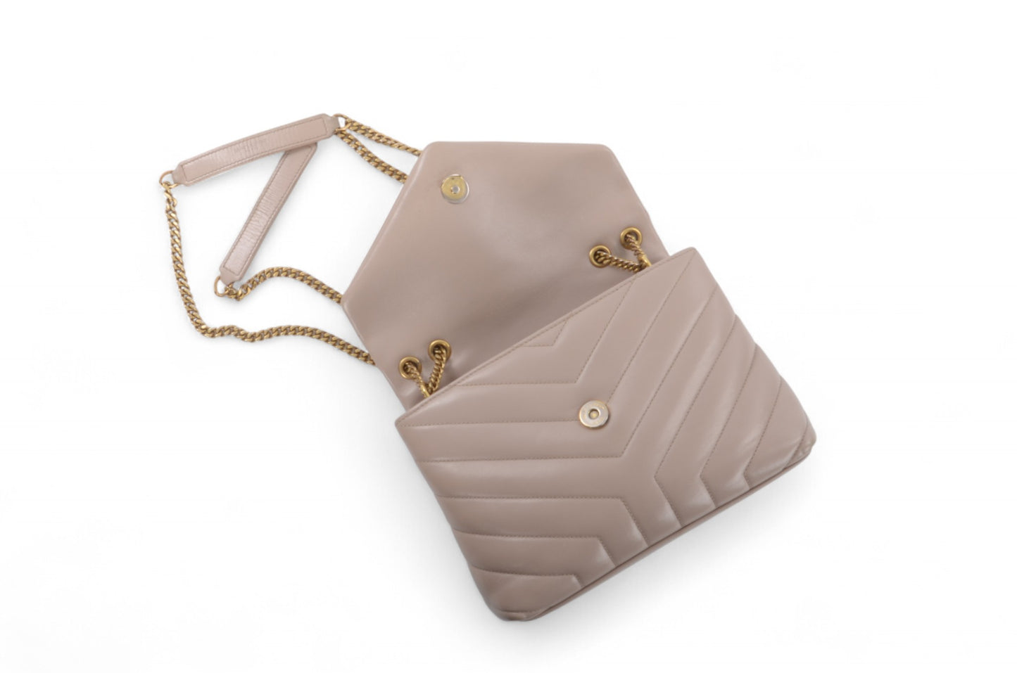 Saint Laurent LouLou Small Chain Bag Shoulder Crossbody Lou Lou YSL Beige Designer Classic