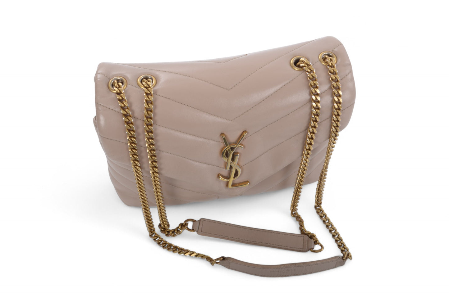 Saint Laurent LouLou Small Chain Bag Shoulder Crossbody Lou Lou YSL Beige Designer Classic