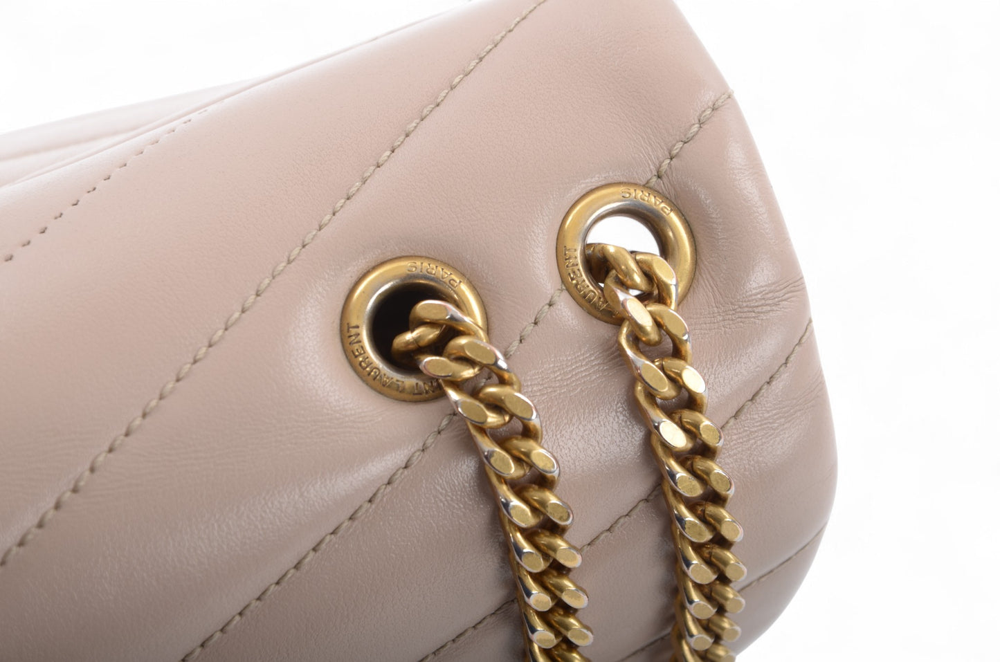 Saint Laurent LouLou Small Chain Bag Shoulder Crossbody Lou Lou YSL Beige Designer Classic