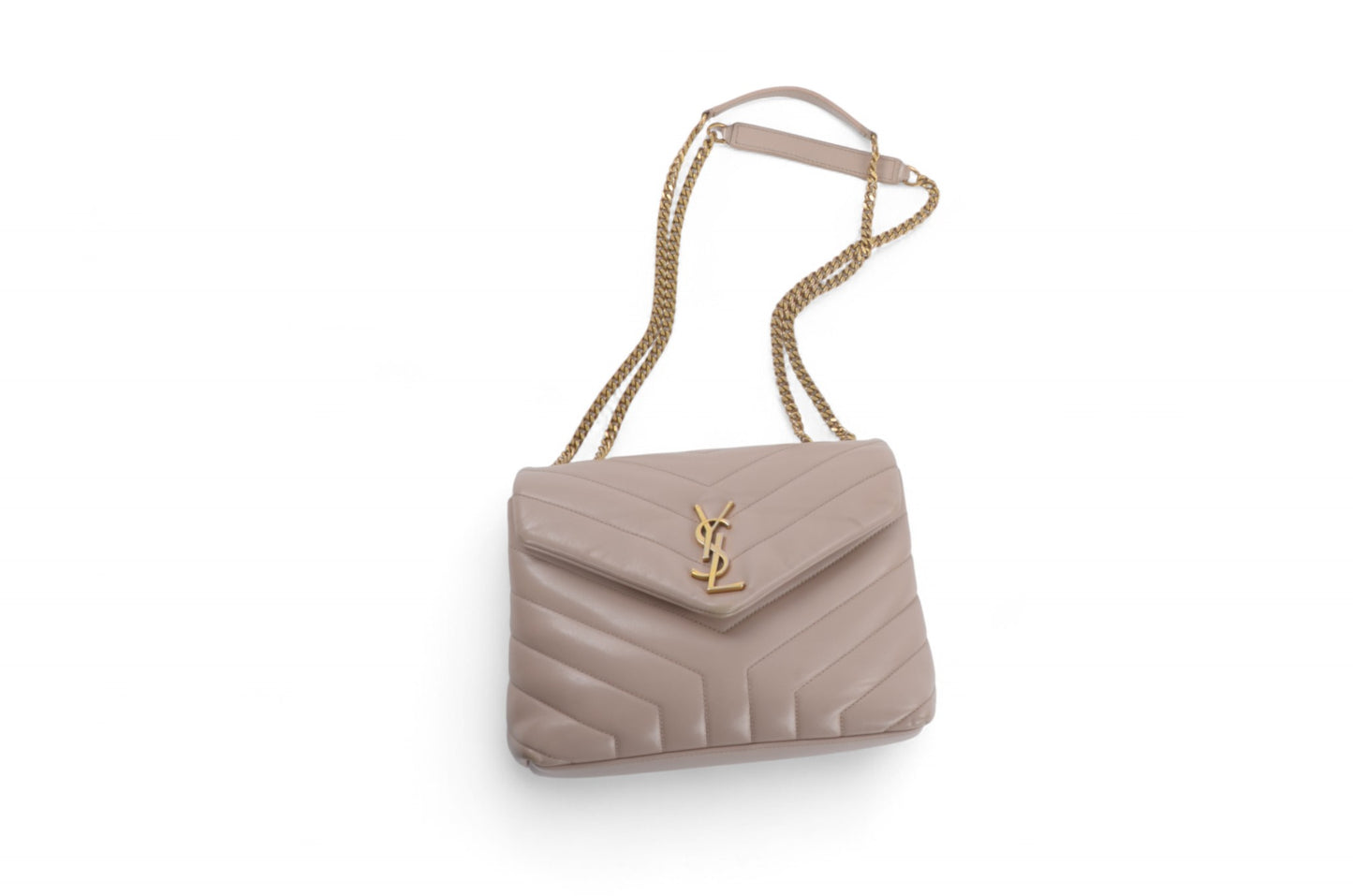 Saint Laurent LouLou Small Chain Bag Shoulder Crossbody Lou Lou YSL Beige Designer Classic