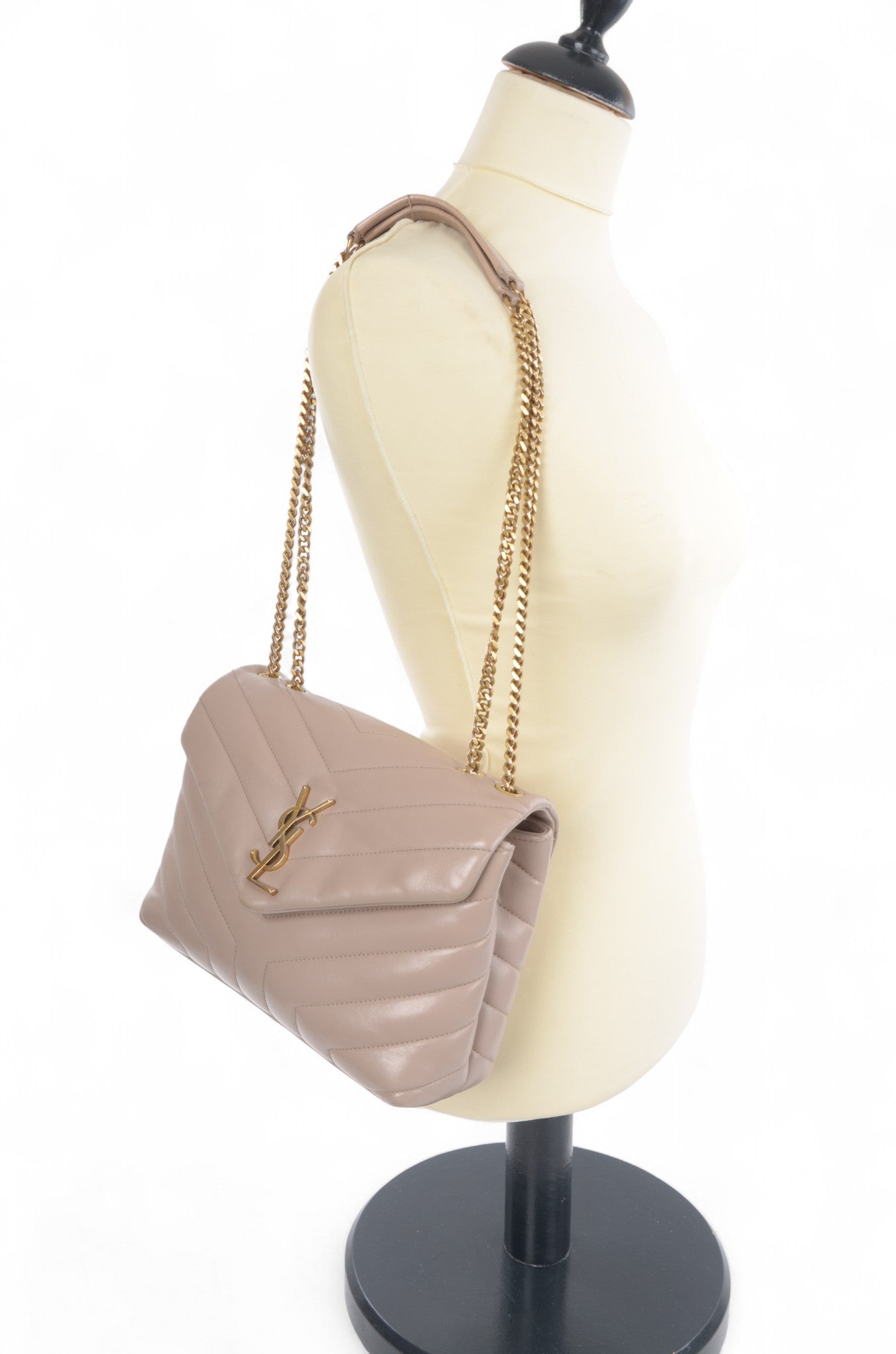 Saint Laurent LouLou Small Chain Bag Shoulder Crossbody Lou Lou YSL Beige Designer Classic