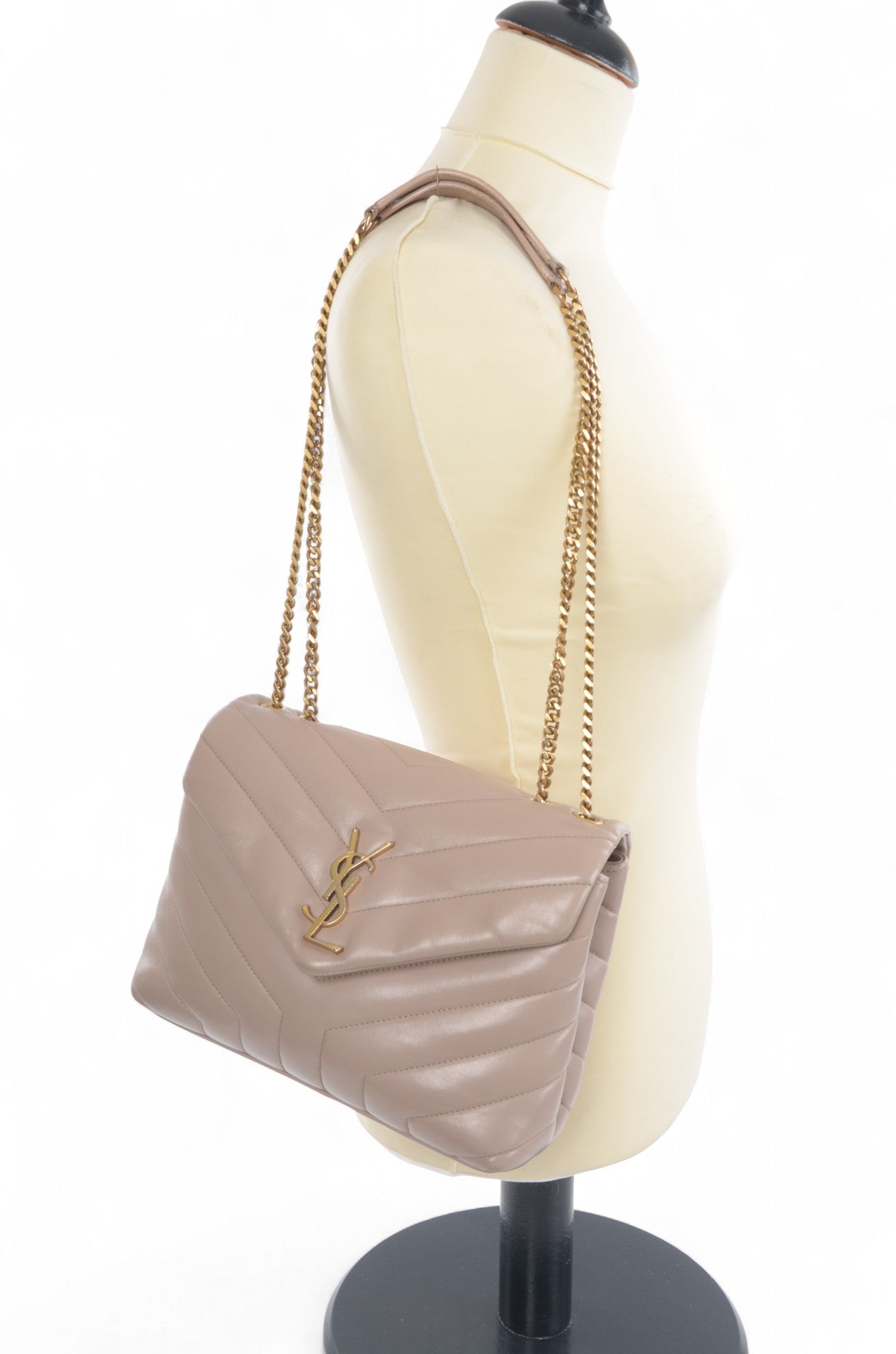 Saint Laurent LouLou Small Chain Bag Shoulder Crossbody Lou Lou YSL Beige Designer Classic
