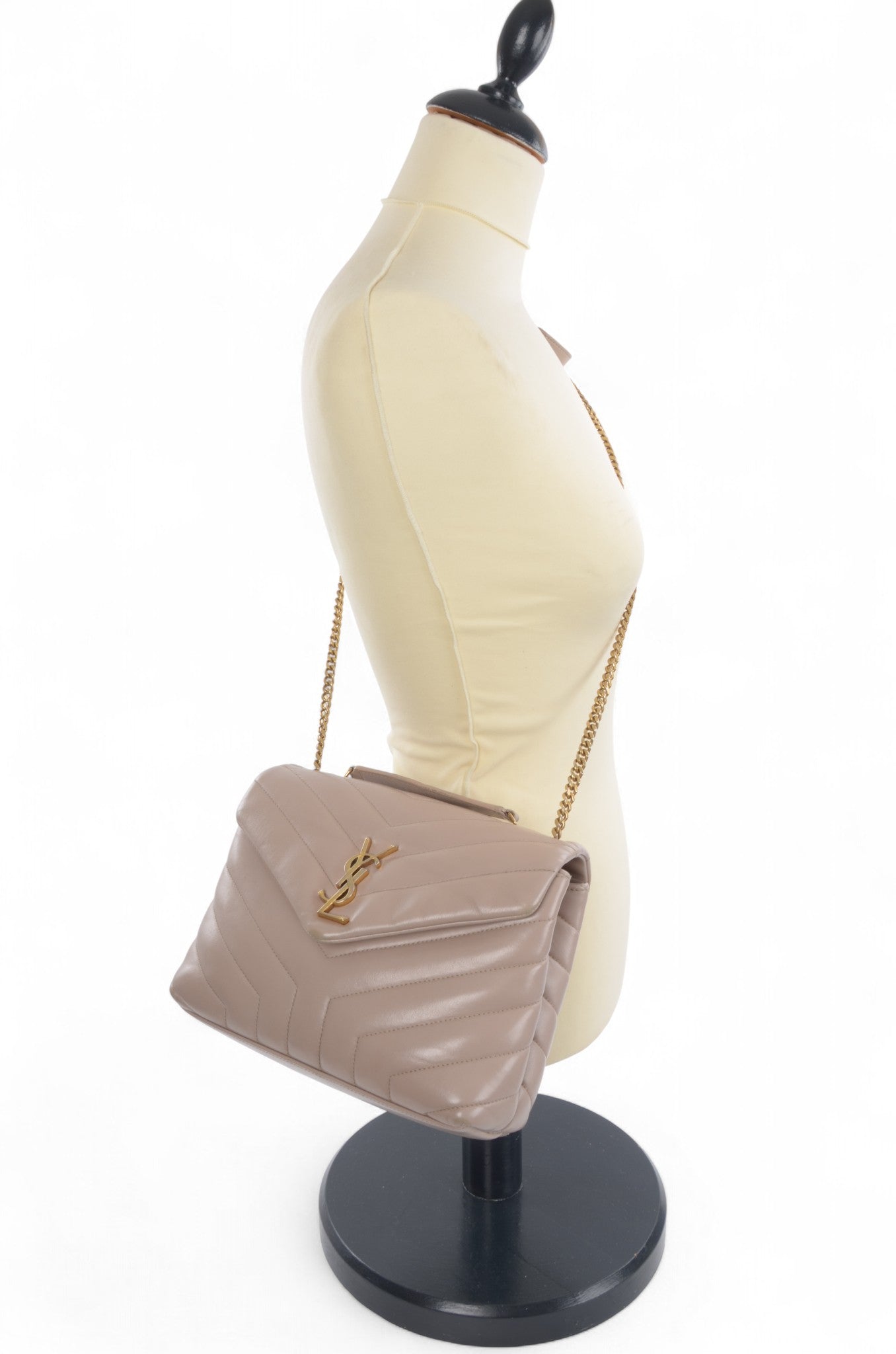 Saint Laurent LouLou Small Chain Bag Shoulder Crossbody Lou Lou YSL Beige Designer Classic