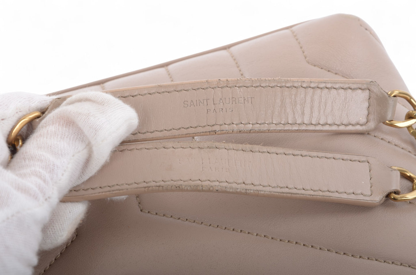 Saint Laurent LouLou Small Chain Bag Shoulder Crossbody Lou Lou YSL Beige Designer Classic