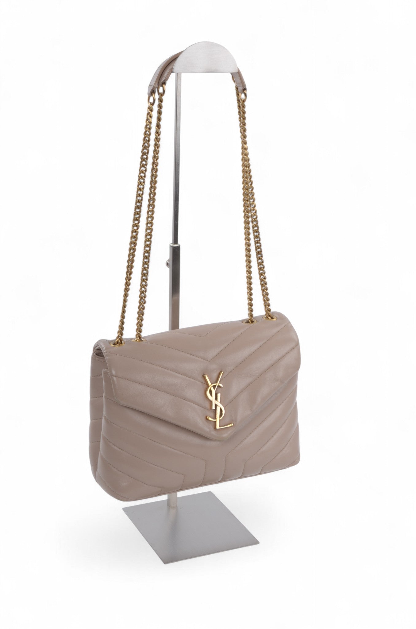 Saint Laurent LouLou Small Chain Bag Shoulder Crossbody Lou Lou YSL Beige Designer Classic