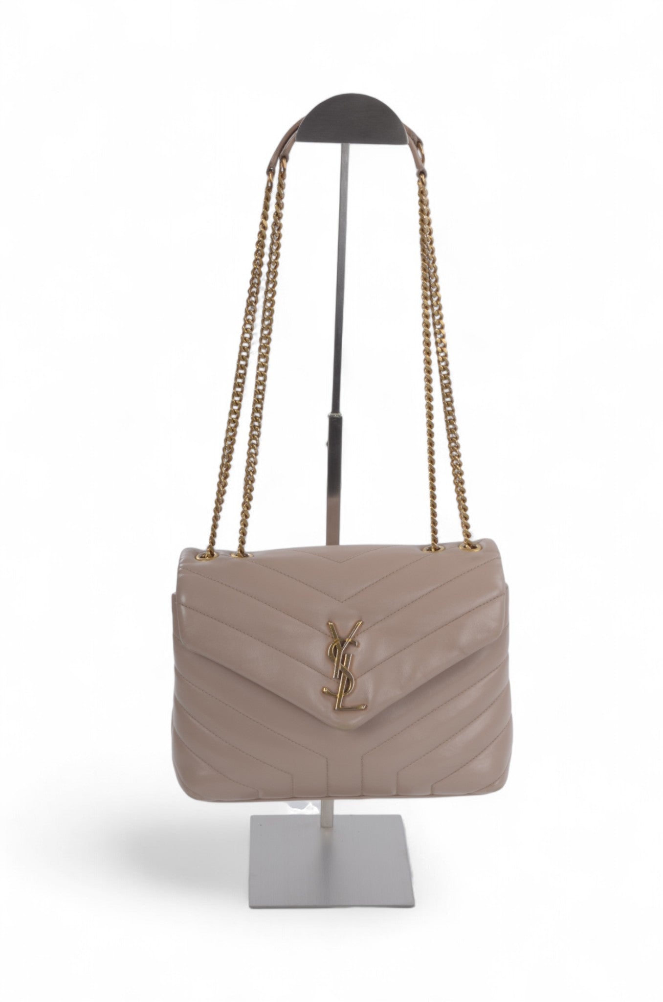 Saint Laurent LouLou Small Chain Bag Shoulder Crossbody Lou Lou YSL Beige Designer Classic