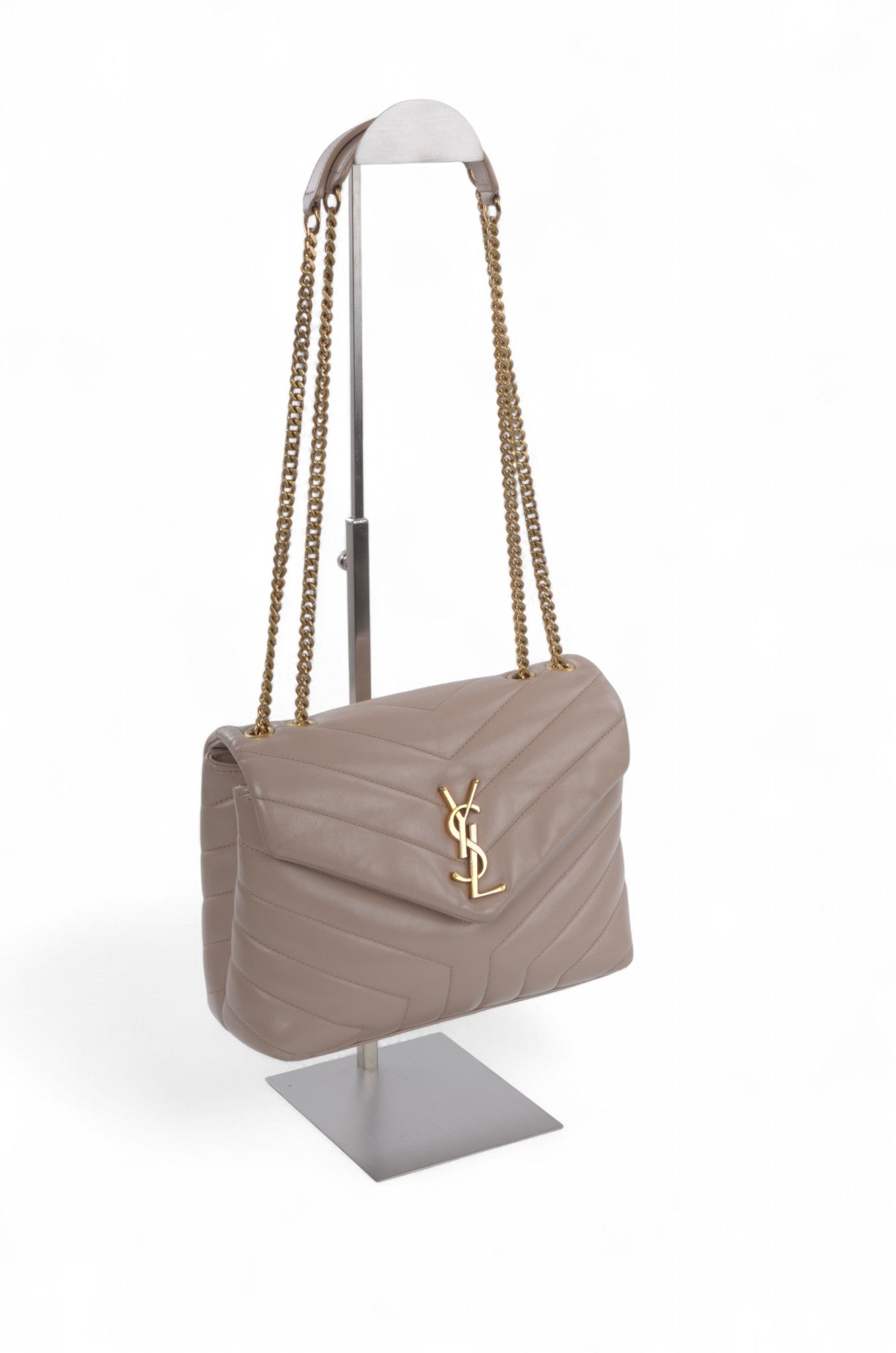 Saint Laurent LouLou Small Chain Bag Shoulder Crossbody Lou Lou YSL Beige Designer Classic