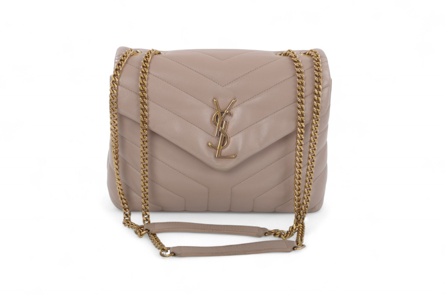 Saint Laurent LouLou Small Chain Bag Shoulder Crossbody Lou Lou YSL Beige Designer Classic