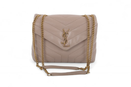 Saint Laurent LouLou Small Chain Bag Shoulder Crossbody Lou Lou YSL Beige Designer Classic