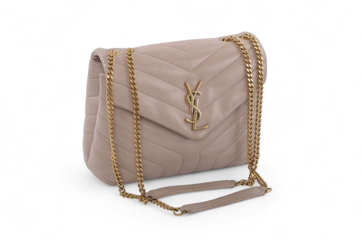 Saint Laurent LouLou Small Chain Bag Shoulder Crossbody Lou Lou YSL Beige Designer Classic