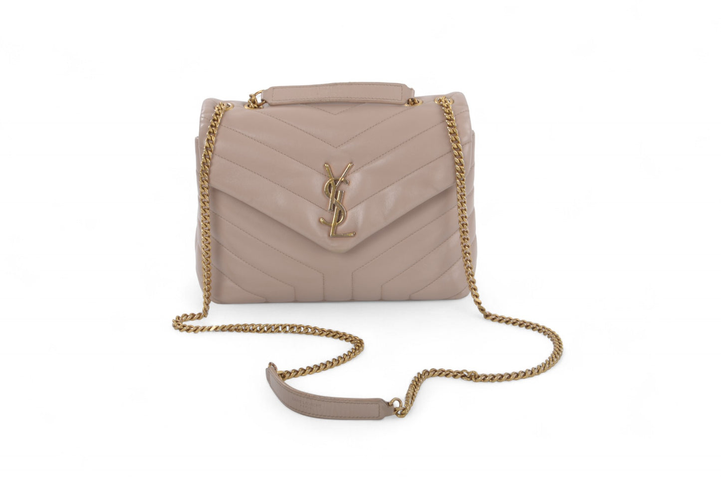 Saint Laurent LouLou Small Chain Bag Shoulder Crossbody Lou Lou YSL Beige Designer Classic