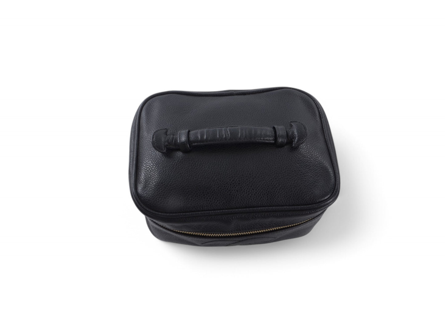 Chanel Vanity Bag CC Caviar Leather Logo Vintage Skin Black Make Up Pouch