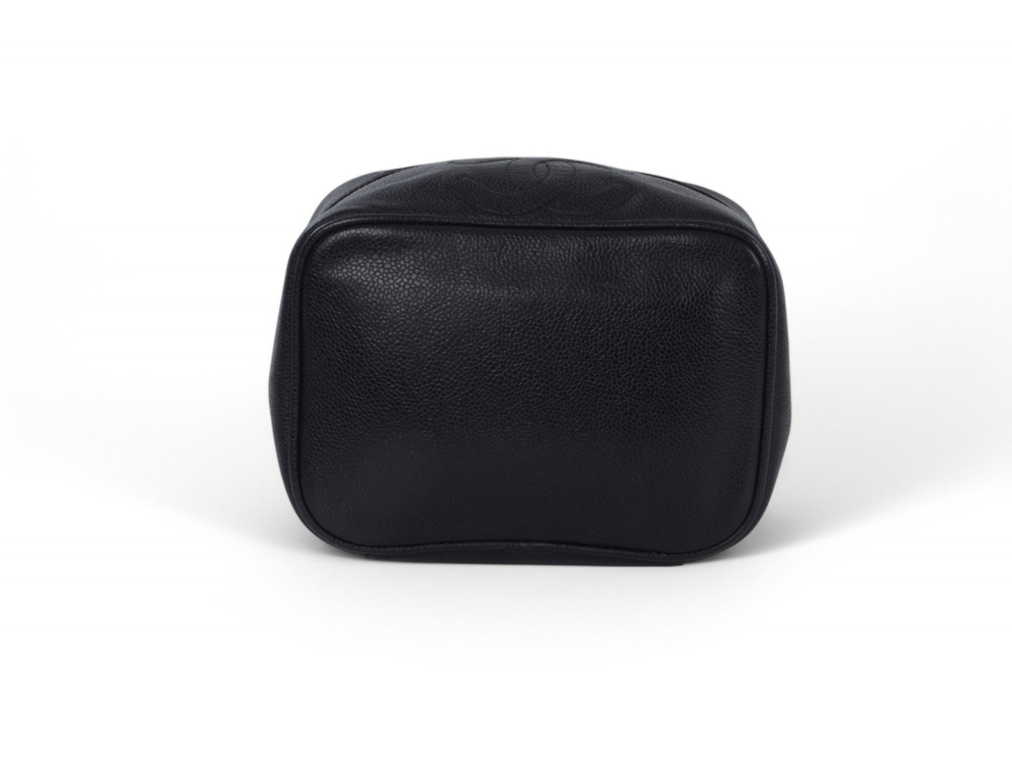 Chanel Vanity Bag CC Caviar Leather Logo Vintage Skin Black Make Up Pouch