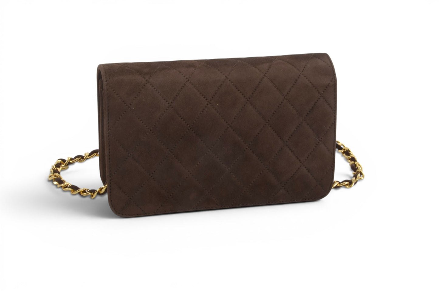 Chanel Classic Single Flap Matelasse Bag Brown Suede CC Lock Chain Shoulder Bag Vintage Designer