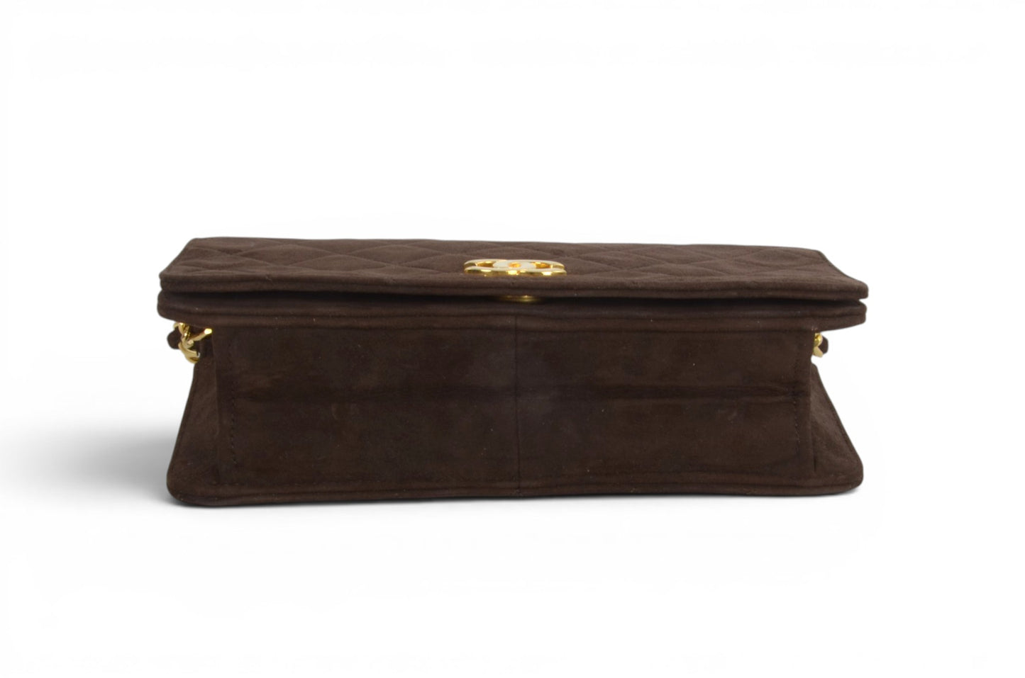 Chanel Classic Single Flap Matelasse Bag Brown Suede CC Lock Chain Shoulder Bag Vintage Designer