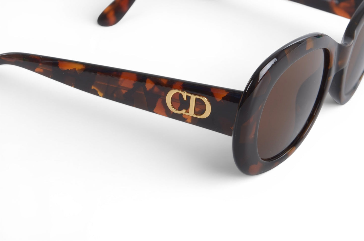 Christian Dior Sunglasses Oval frame Tortoiseshell Eyewear Glasses Logo Women's Brown Designer Classic
