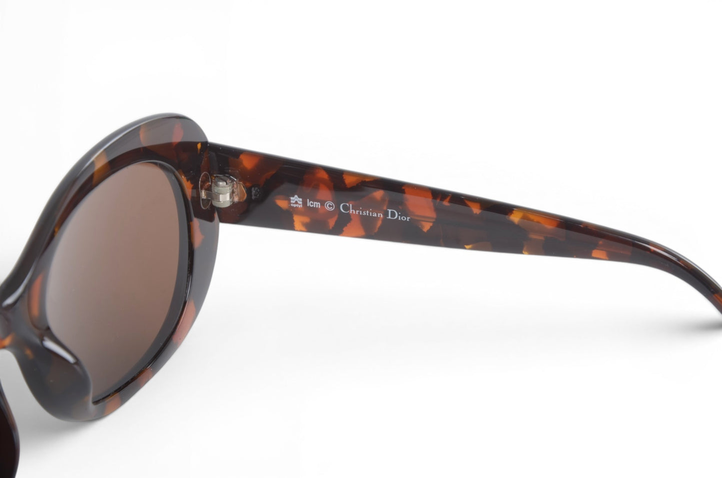 Christian Dior Sunglasses Oval frame Tortoiseshell Eyewear Glasses Logo Women's Brown Designer Classic