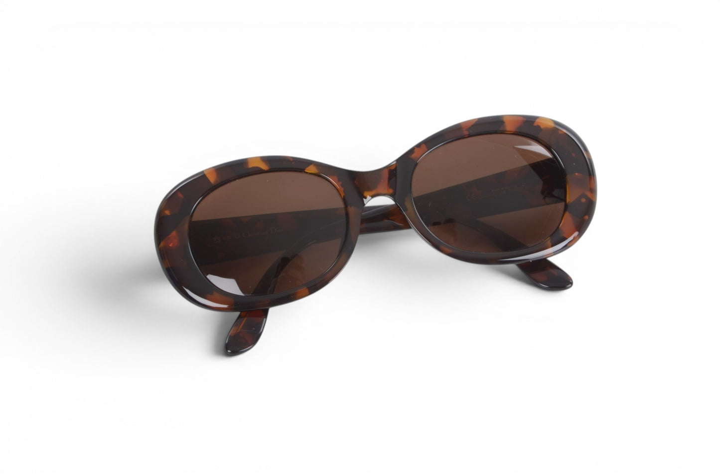 Christian Dior Sunglasses Oval frame Tortoiseshell Eyewear Glasses Logo Women's Brown Designer Classic