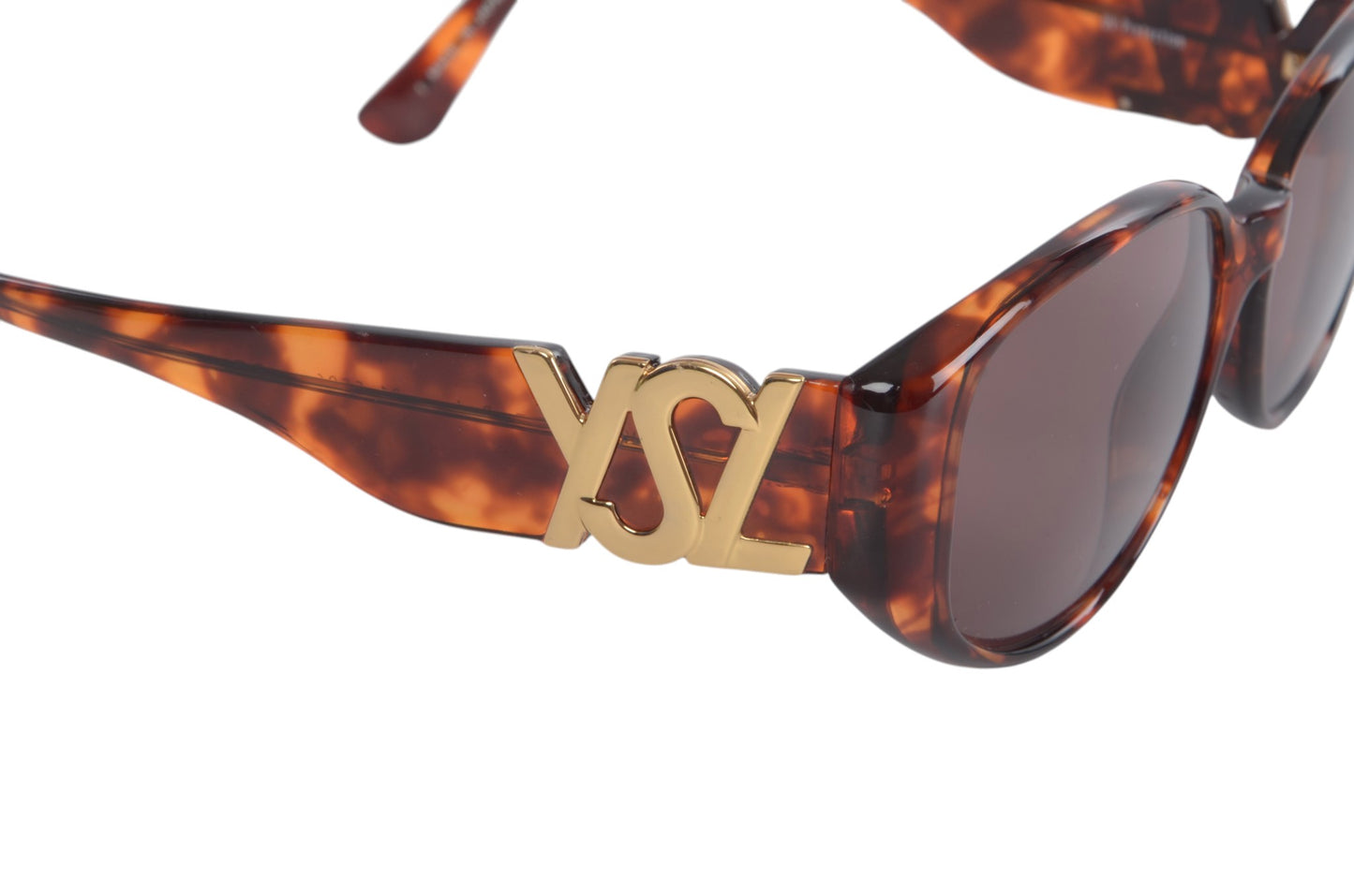 Saint Laurent YSL Sunglasses Tortoiseshell Eyewear Glasses Logo Women's Brown Designer Classic