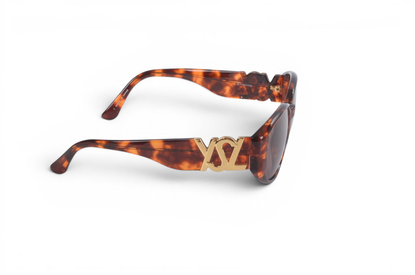 Saint Laurent YSL Sunglasses Tortoiseshell Eyewear Glasses Logo Women's Brown Designer Classic