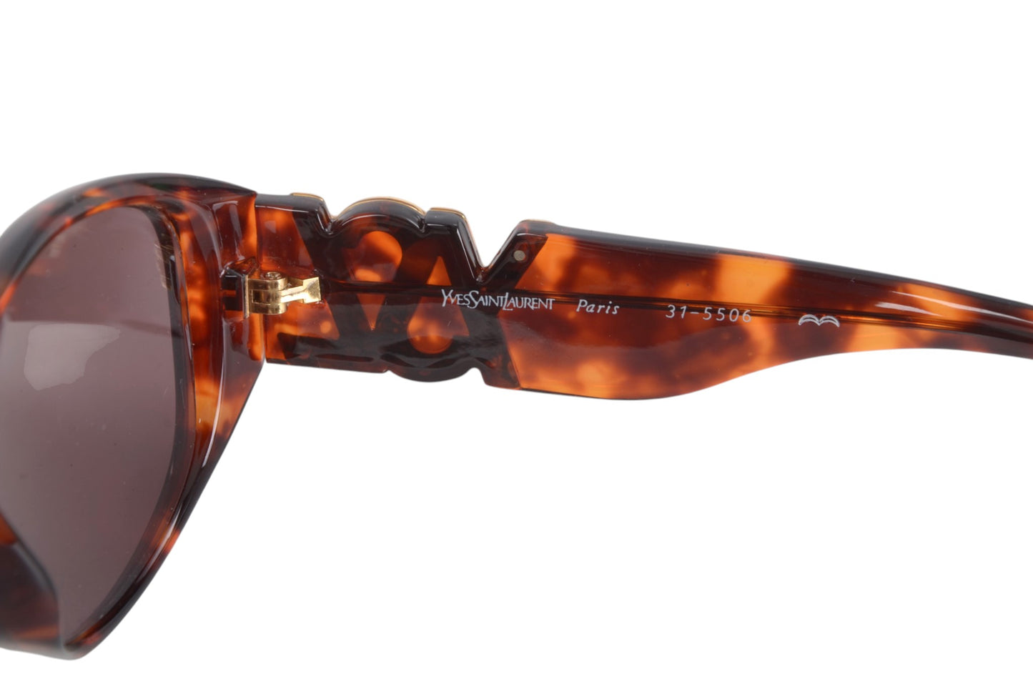 Saint Laurent YSL Sunglasses Tortoiseshell Eyewear Glasses Logo Women's Brown Designer Classic