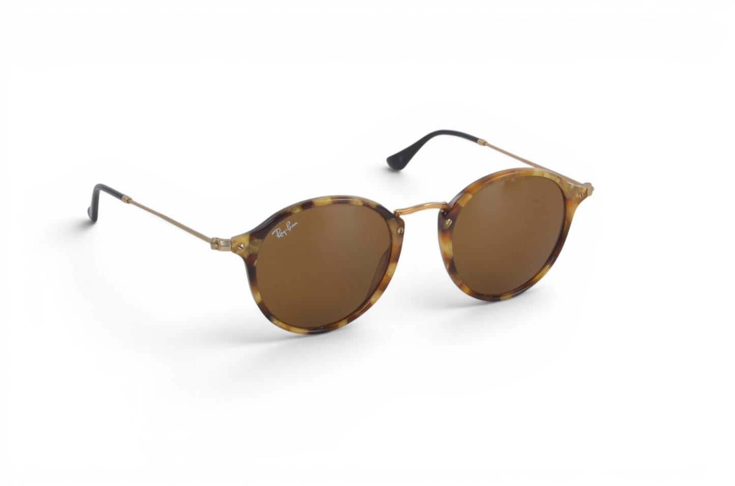 Ray-Ban Rayban Round Fleck Unisex Rotondi Marroni RB2447 Sunglasses Glasses Logo Gold Designer Classic