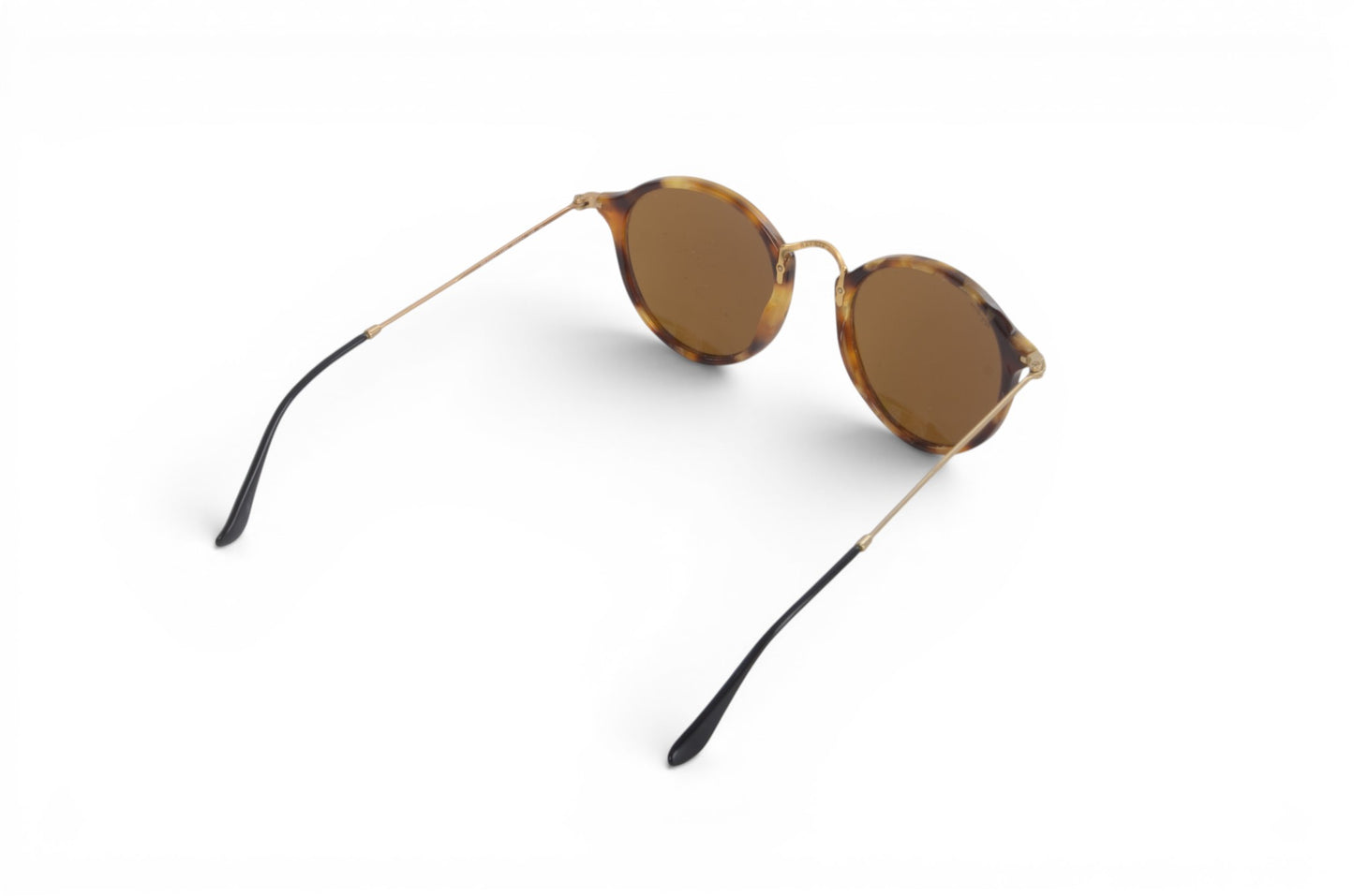 Ray-Ban Rayban Round Fleck Unisex Rotondi Marroni RB2447 Sunglasses Glasses Logo Gold Designer Classic