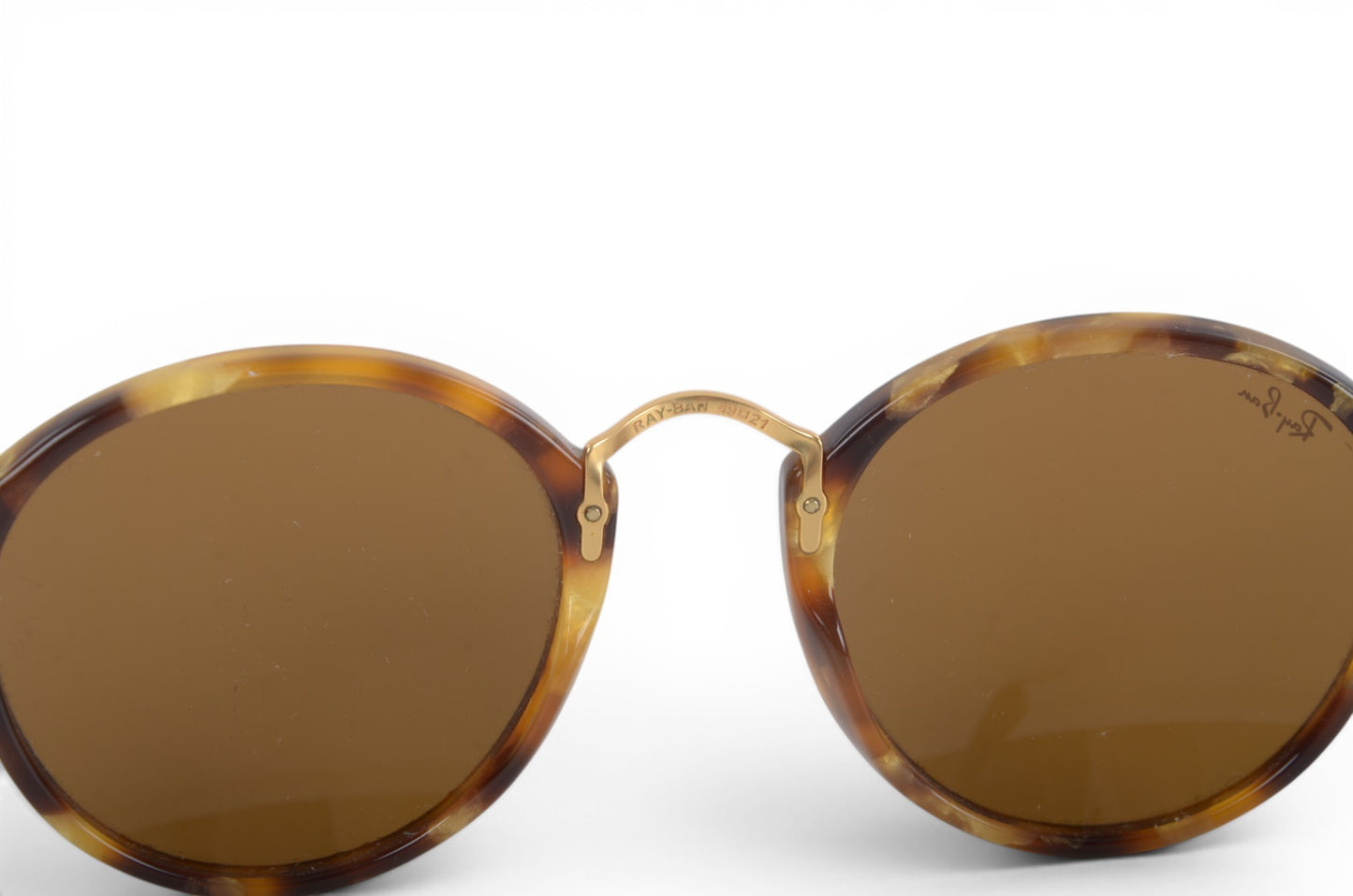 Ray-Ban Rayban Round Fleck Unisex Rotondi Marroni RB2447 Sunglasses Glasses Logo Gold Designer Classic