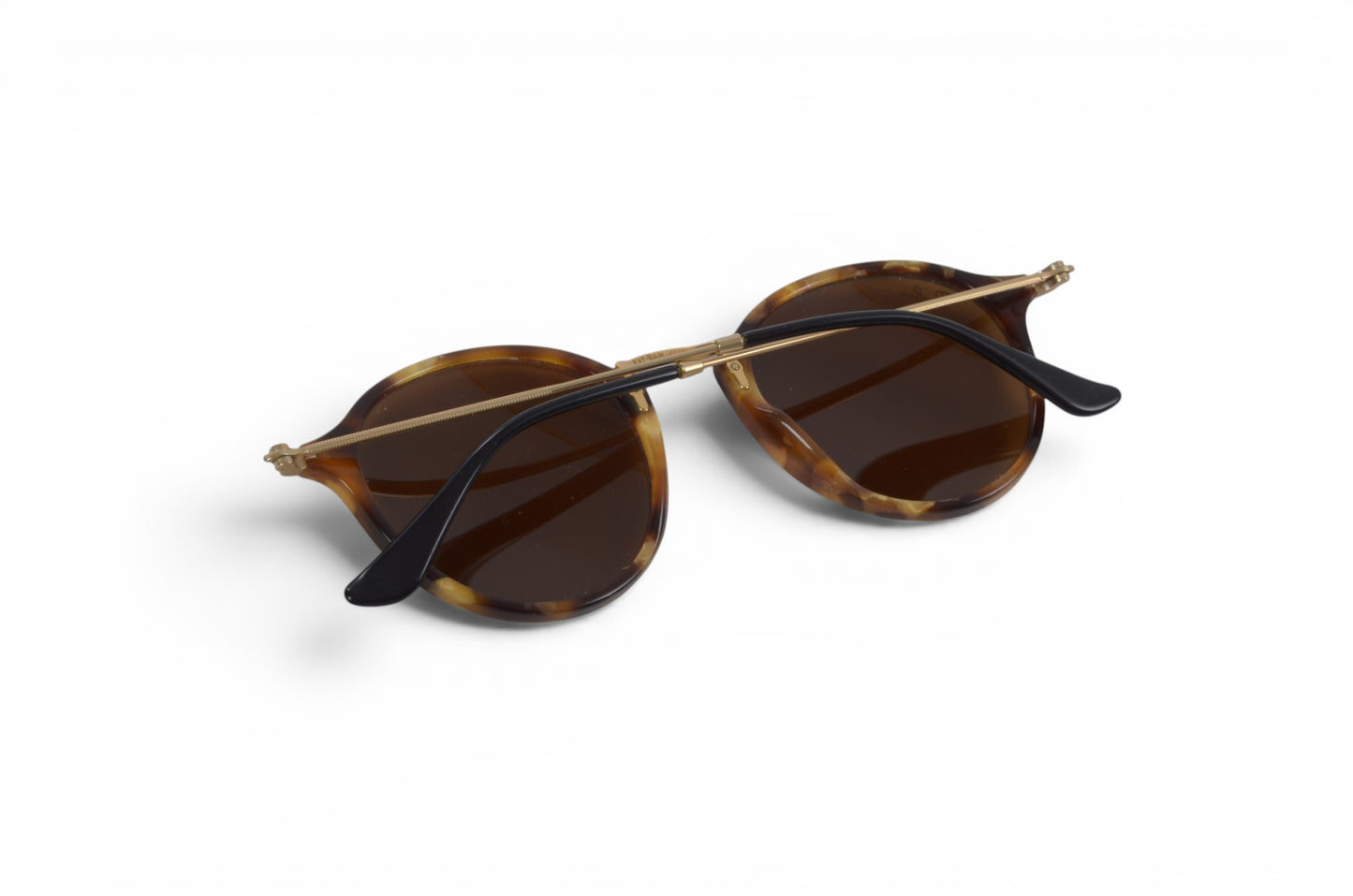 Ray-Ban Rayban Round Fleck Unisex Rotondi Marroni RB2447 Sunglasses Glasses Logo Gold Designer Classic